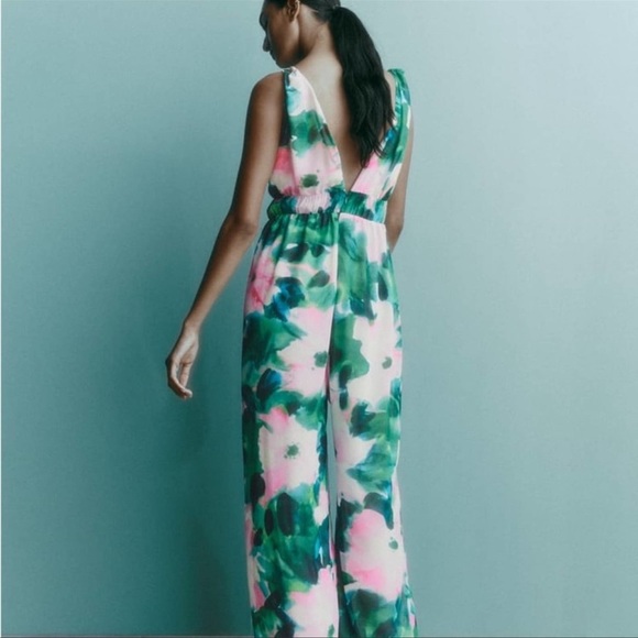 ZARA FLORAL PRINT JUMPSUIT - Picture 11 of 11